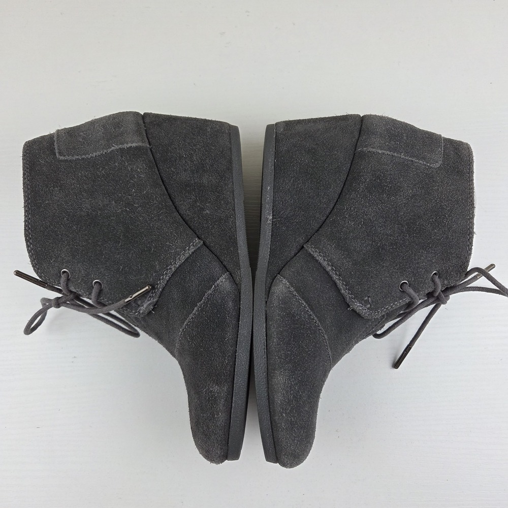Toms Desert Suede Gray Wedge Heel Lace Up Ankle Boots Shoes Women's Size 8.5 - Picture 9 of 13